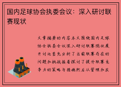 国内足球协会执委会议：深入研讨联赛现状