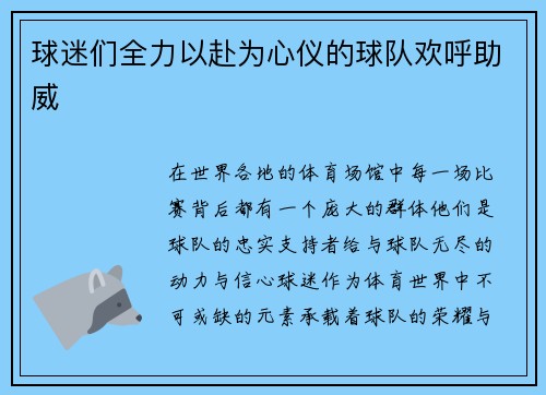 球迷们全力以赴为心仪的球队欢呼助威